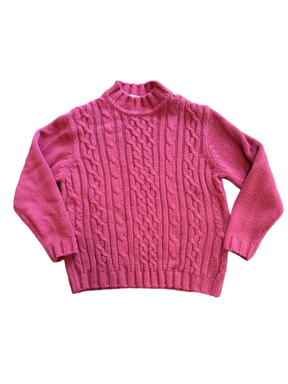 Vintage Classic Elements Cable Knit Sweater Mock Neck Red Thick Acrylic Petite M